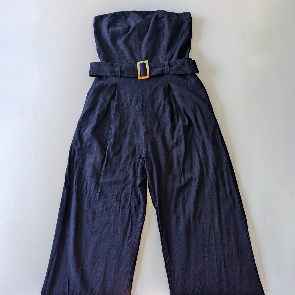 Strapless Jumpsuit Navy Blue | Monteau LA